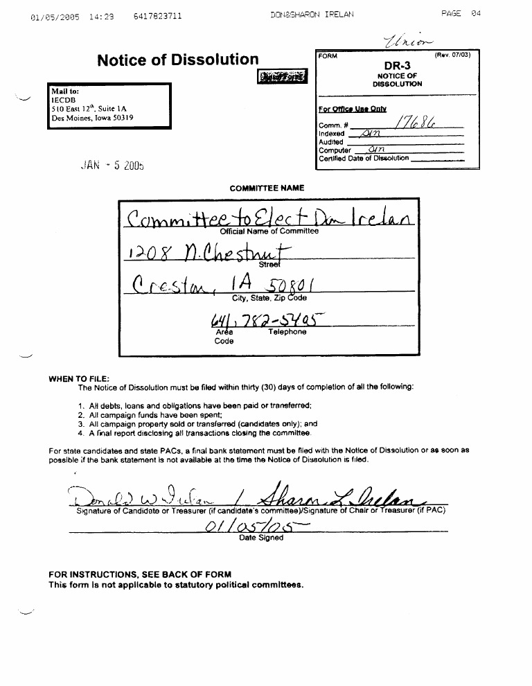 Notice of Dissolution Form Instructions | PDF | Political Action ...