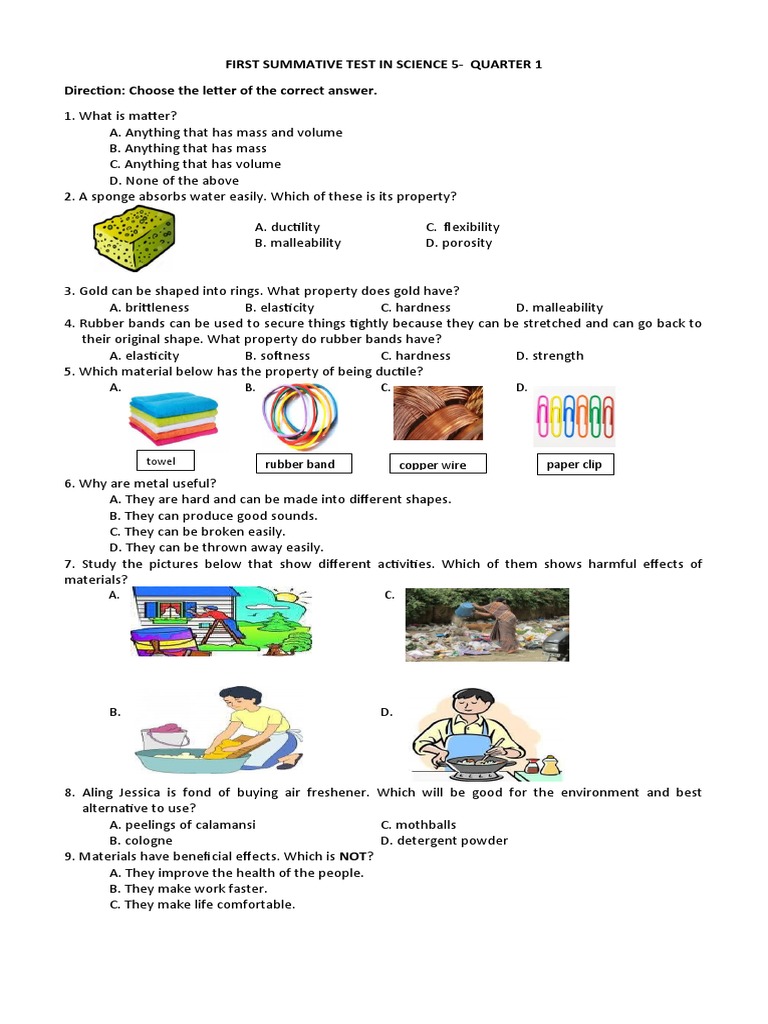 1st Summative Test in Science 5 | PDF | Ductility | Reuse