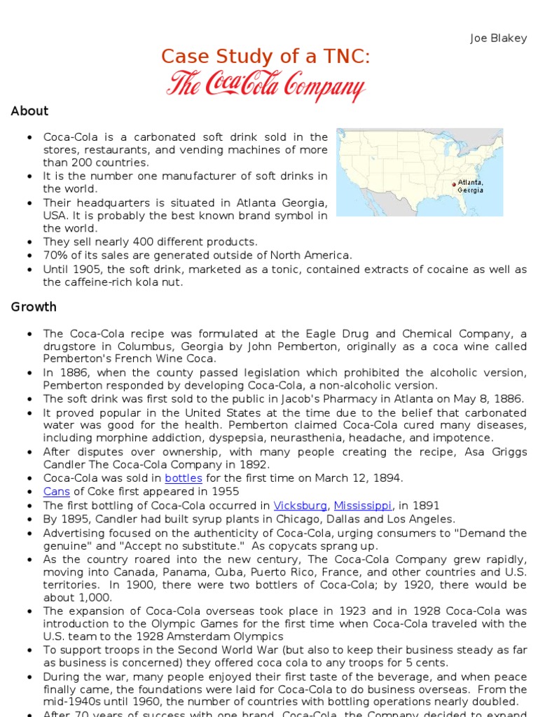 Coca-cola in india case study international management picture