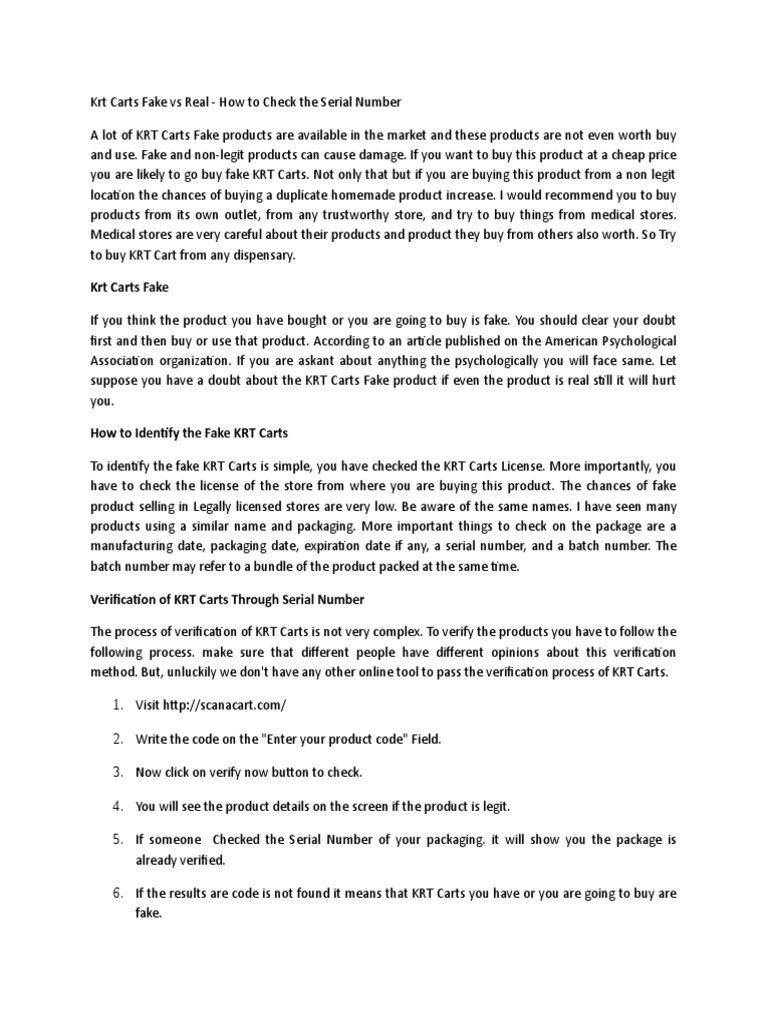 KRT Carts Fake Download Free PDF Communication Business