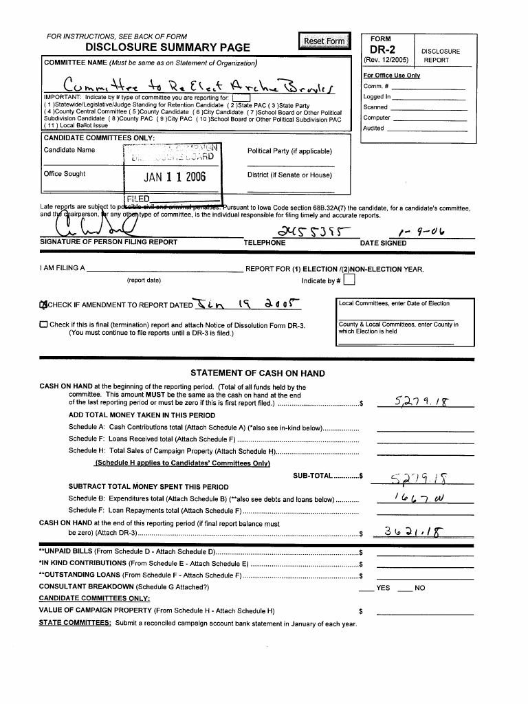 Iowa Campaign Disclosure Report Form | PDF | Political Action Committee ...