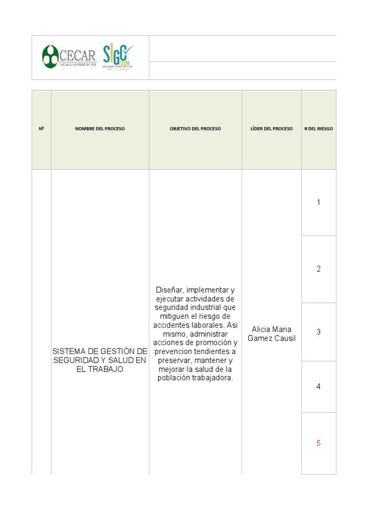 Matriz de Riesgos en Seguridad Laboral | PDF | Riesgo | Evaluación de ...