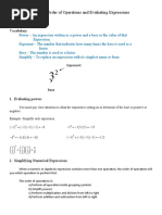 1.2 Order of Operations and Evalutating Expressions