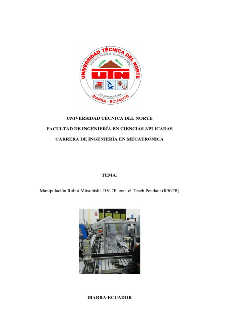 Manipulación Robot Mitsubishi Rv 2f Con El Teach Pendant R56tb Pdf