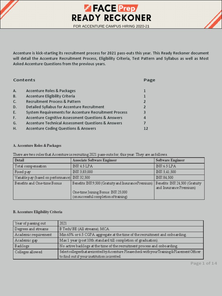 Faceprep Readyreckoner Accenture | PDF | Network Topology 