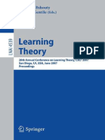 (Lecture Notes in Computer Science 4539) Dana Ron (Auth.), Nader H. Bshouty, Claudio Gentile (Eds.)-Learning Theory_ 20th Annual Conference on Learning Theory, COLT 2007, San Diego, CA, USA_ June 13-1