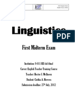 Linguistics: First Midterm Exam