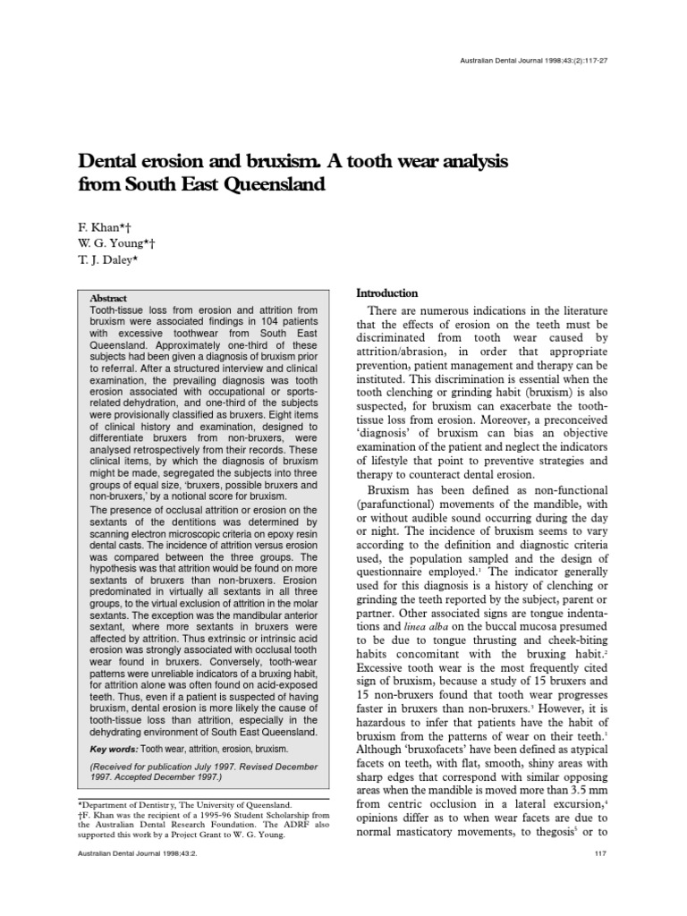 Analysis of Tooth Wear Patterns in Patients with Suspected Bruxism Reveals Predominance of