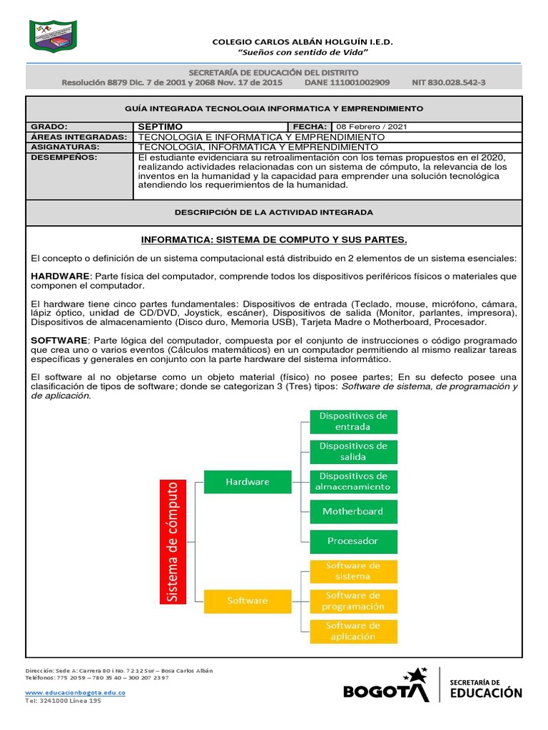 Guía de Tecnología e Informática 7° | PDF | Periférico | Hardware de la ...