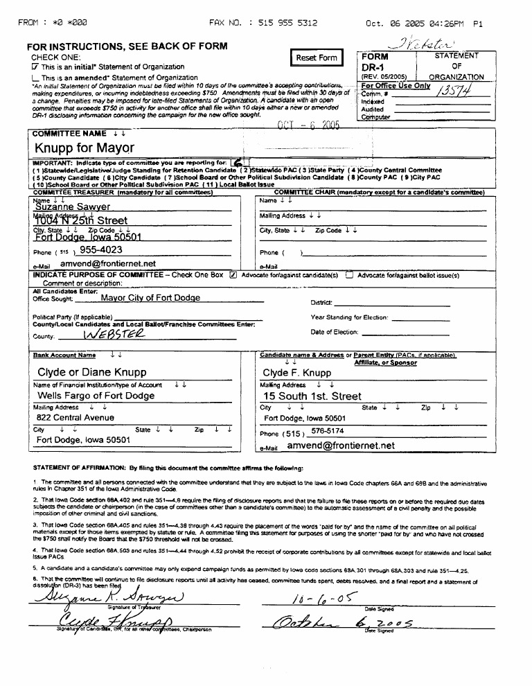 Knupp For Mayor: For Instructions, See Back of Form L | PDF | Political ...
