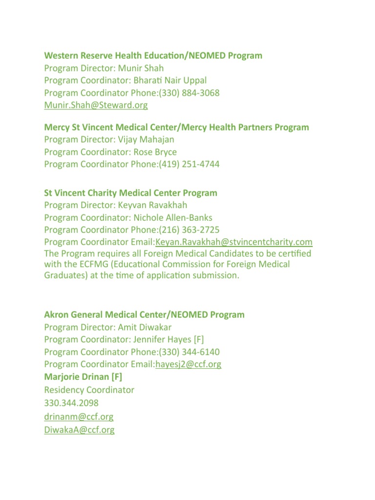 Western Reserve Health Education/NEOMED Program PDF Healthcare