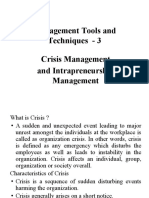 Management Tools and Techniques - 3 Crisis Management and Intrapreneurship Management