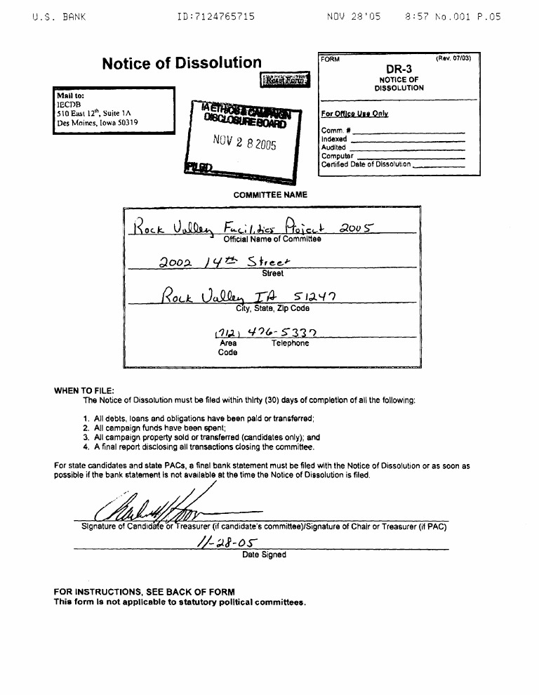 Notice of Dissolution Filing Guide | PDF | Political Action Committee ...
