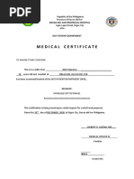 Medical Certificate: Davao Del Sur Provincial Hospital