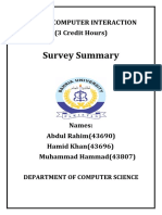 Survey Summary: Human Computer Interaction (3 Credit Hours)