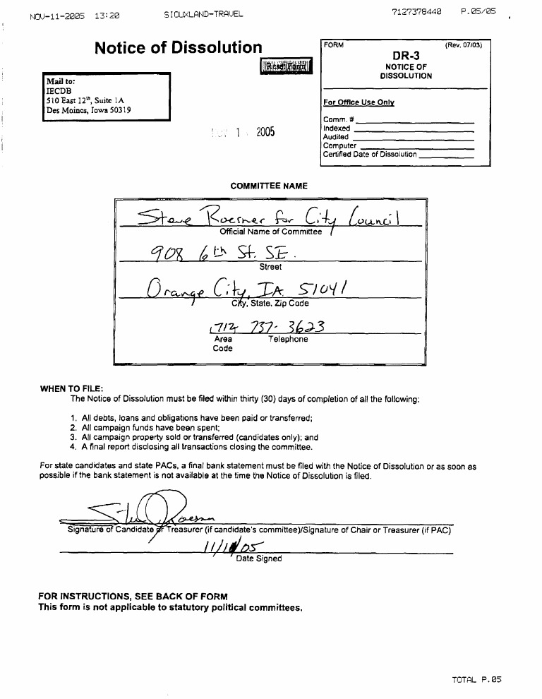 Notice of Dissolution Filing Guide | PDF | Political Action Committee ...