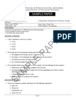 DPT Entry Test Sample Paper