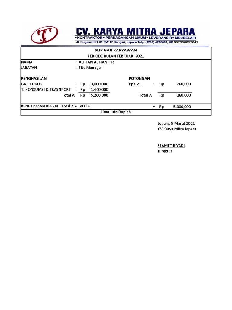 Contoh Slip Gaji PDF