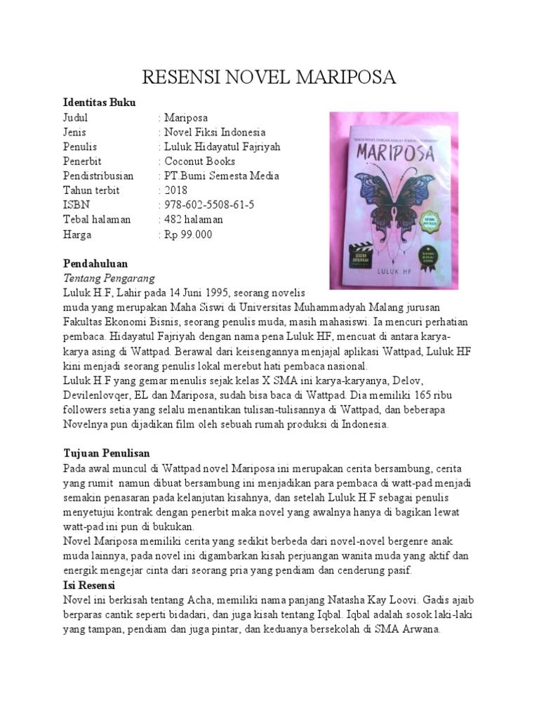 Resensi Novel Mariposa