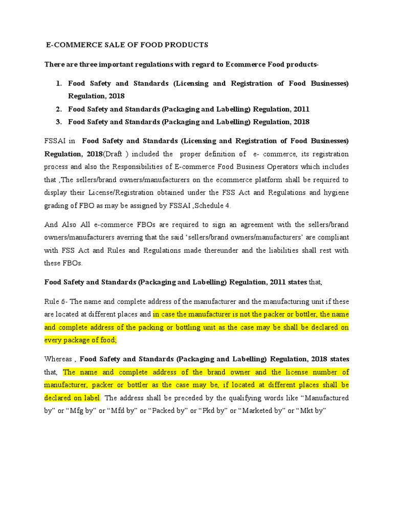 Food Safety and Standards (Packaging and Labelling) Regulation, 2011 PDF