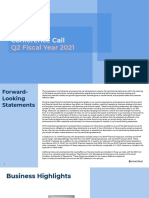 Earnings Conference Call: Q2 Fiscal Year 2021
