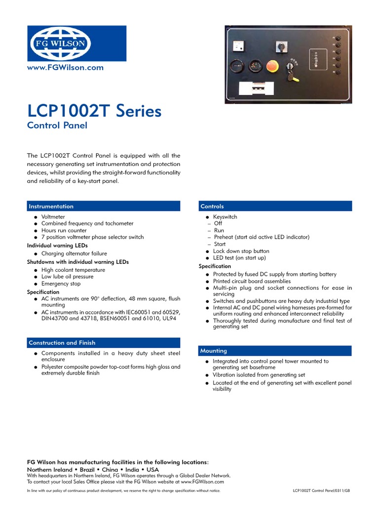 LCP1002T Control Panel (GB) (0311) PDF | PDF | Alternating Current | Switch