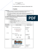 Detailed Lesson Plan in Mathematics 2 On Classroom Observation Tool