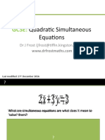 Gcse:: Quadratic Simultaneous Equations