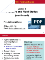Pressure and Fluid Statics (Continued) : ENM3218/ENS6100: Fluid Mechanics