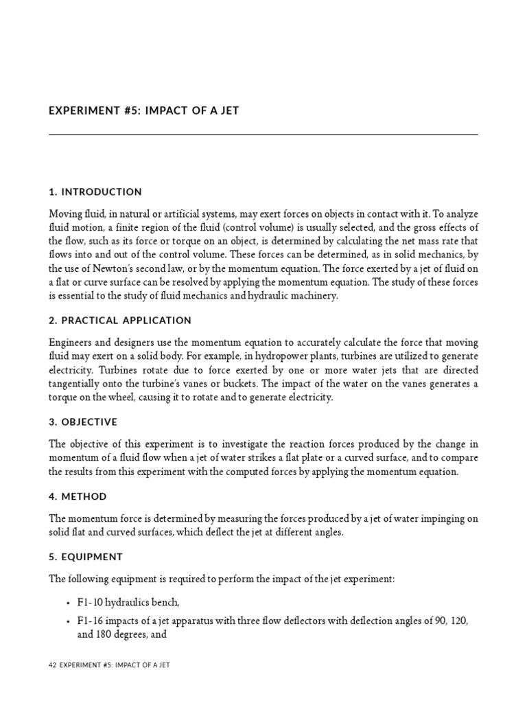 42 Experiment #5: Impact of A Jet | PDF | Momentum | Force