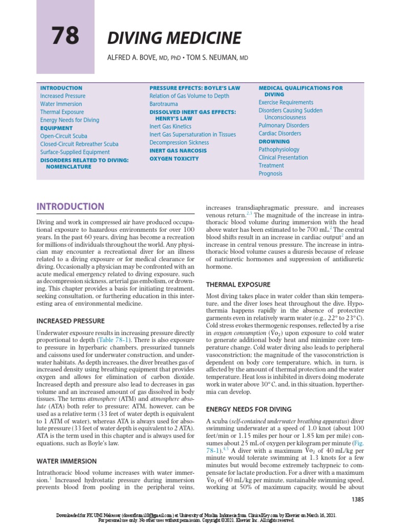 Diving Medicine PDF Scuba Diving Underwater Diving