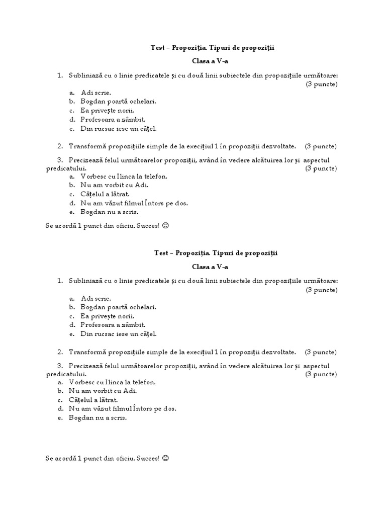 Test - Clasa V | PDF