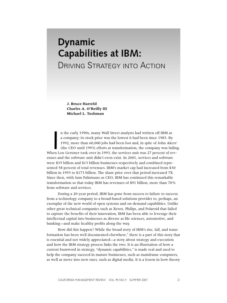 IBM's Dynamic Capabilities in Strategy | PDF | Strategic Management ...