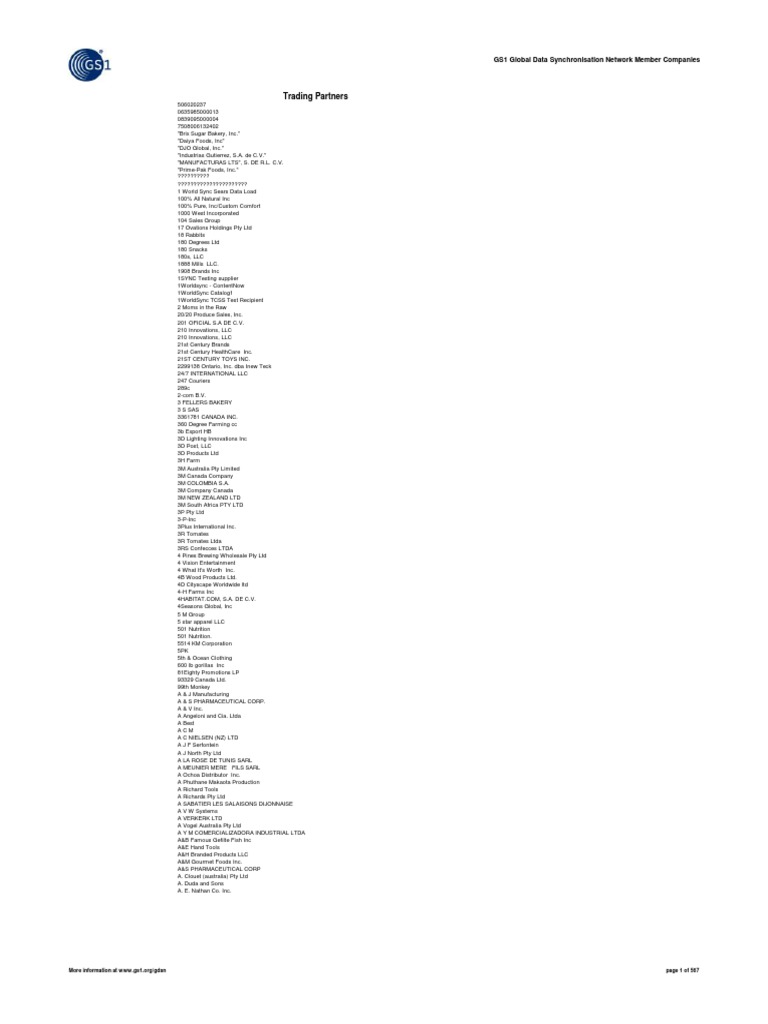 GDSN Trading Partners, PDF, Abbott Laboratories