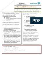 Fall Protection / Personal Fall Arrest Systems: Toolbox Meeting Guide