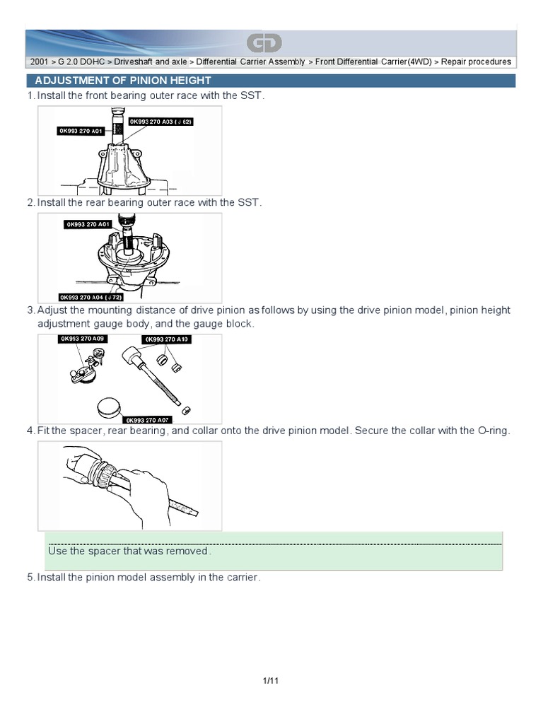 Adjustment of Pinion Height PDF Four Wheel Drive Gear