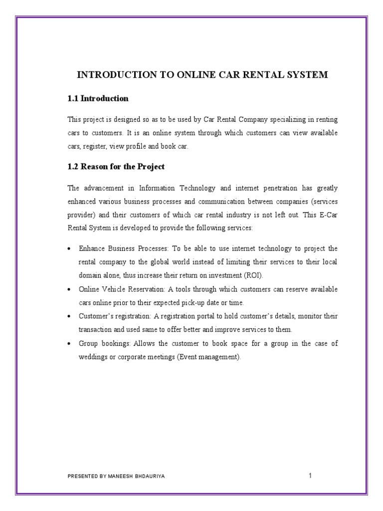 Online Car Rental System Overview | PDF | Php | My Sql
