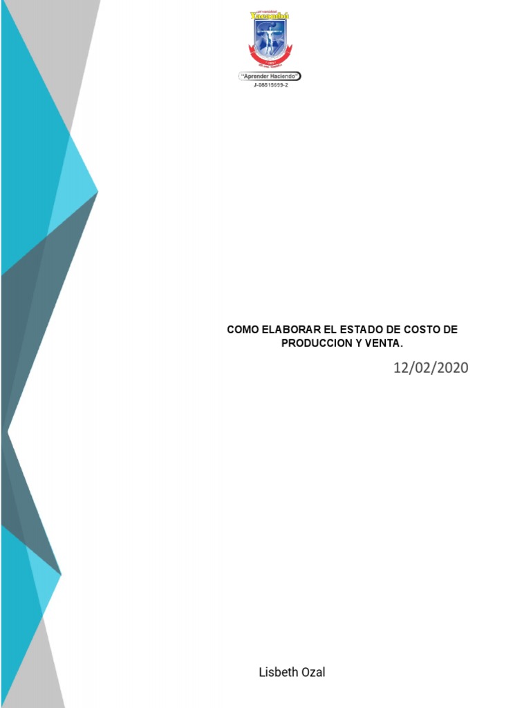 Elaboración del Estado de Costos de Producción | PDF | Costo | Inventario