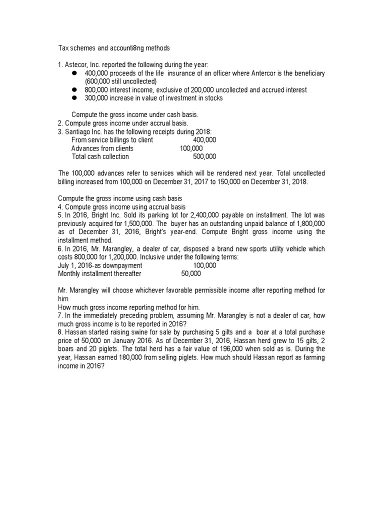 Gross Income Computation Methods | PDF