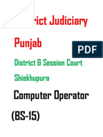 Session Court Shiekhupura Computer Operator Past Paper