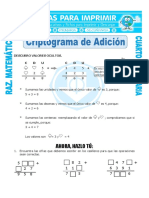 Criptograma de Adición Para Cuarto de Primaria