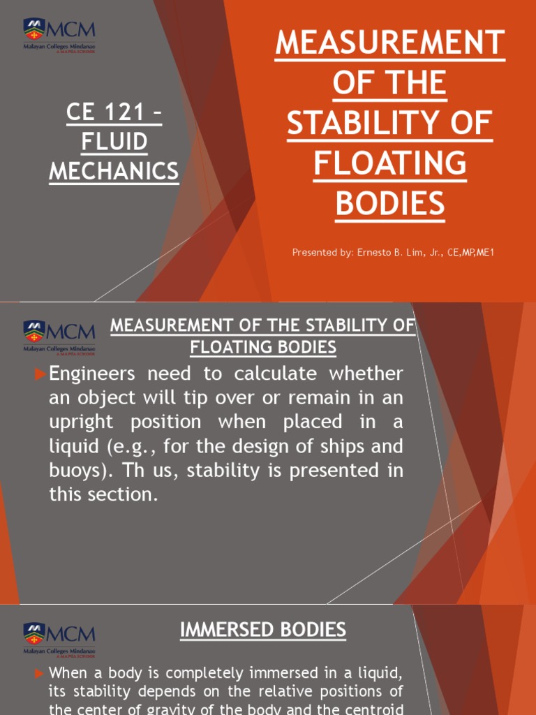 Chapter 3.4 Measurement of The Stability of Floating Bodies PDF Buoyancy Mass