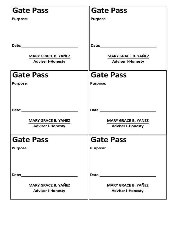 Blank Gate Pass 7-9-18 | PDF