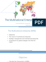 The Multinational Enterprise (MNE) : International Business - Spring 2020