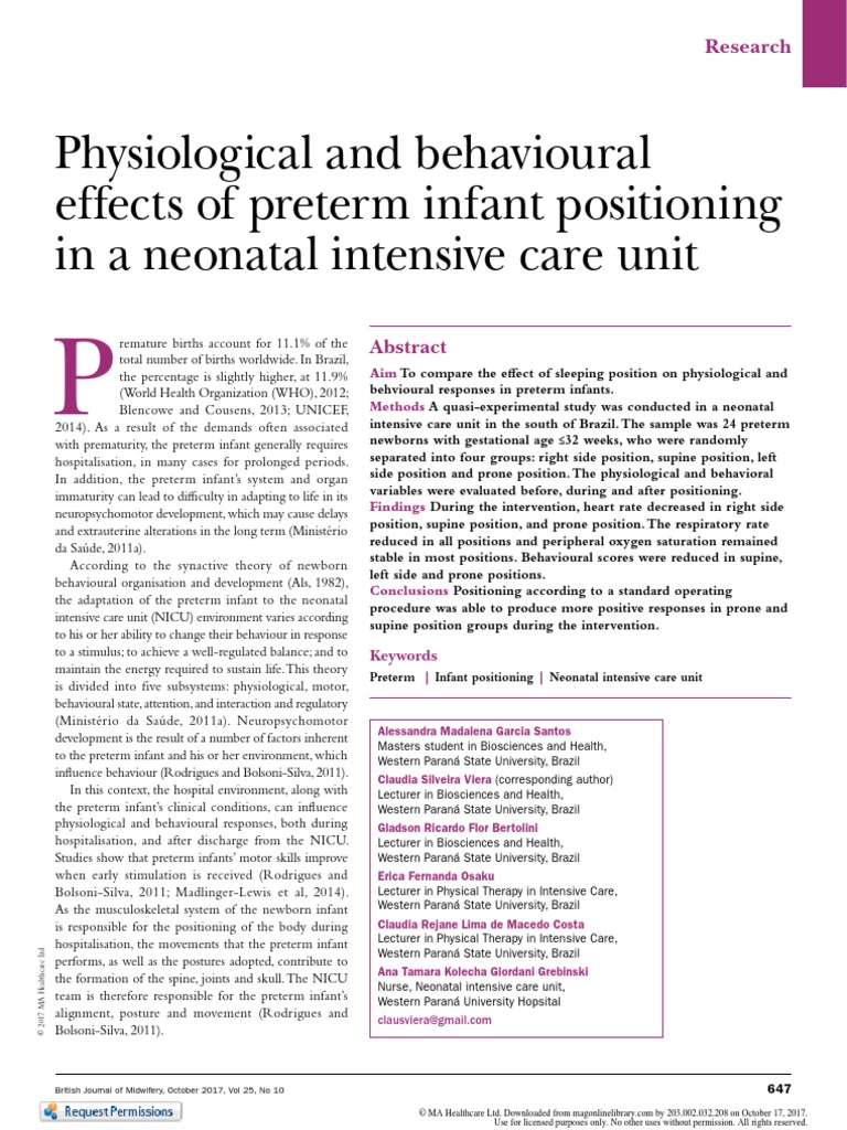 Yuni Santos2017 | PDF | Neonatal Intensive Care Unit | Preterm Birth