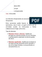 Fecha Área: Tema: Valor:: Relaciones Íntimas o Afectivas