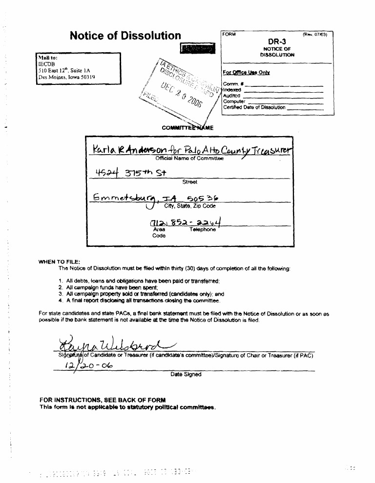 Notice of Dissolution Filing Guide | PDF | Political Action Committee ...