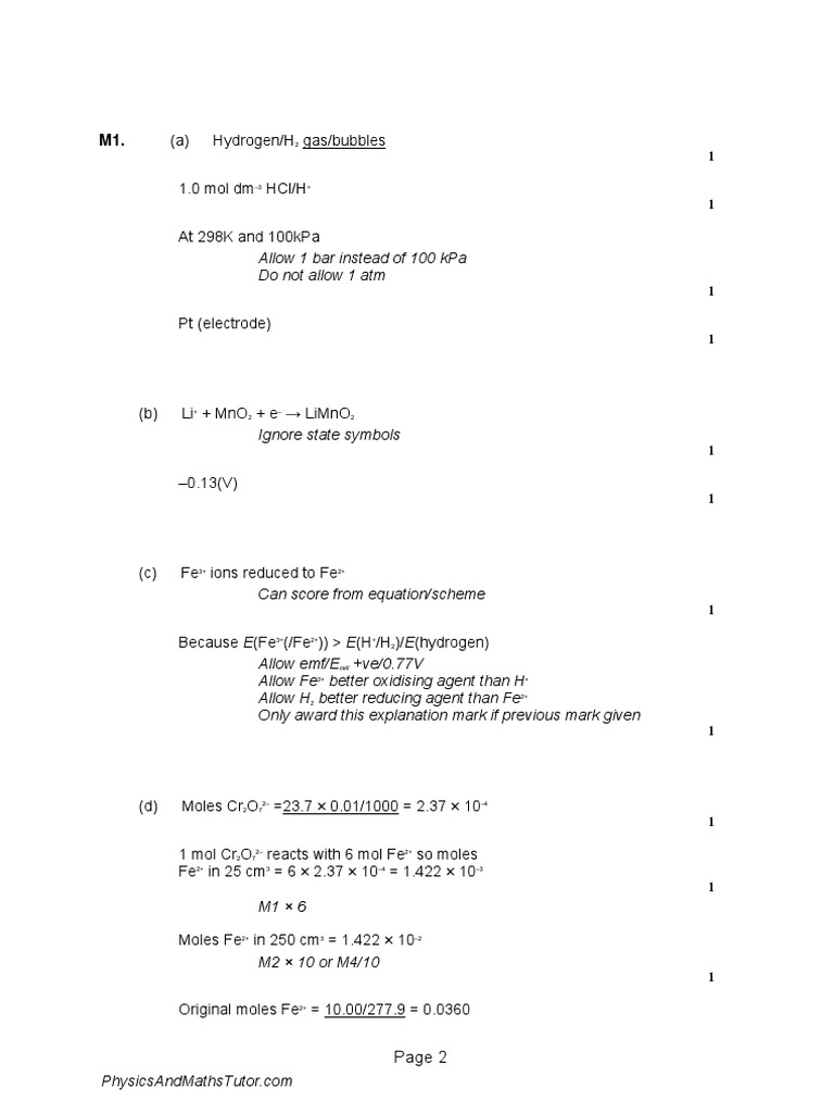 Electrode Potentials & Cells 4 MS | PDF | Redox | Chemical Equilibrium