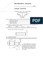 Tolerâncias Dimensionais - Exercícios