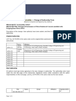 Sustainability: - Change of Authorship Form